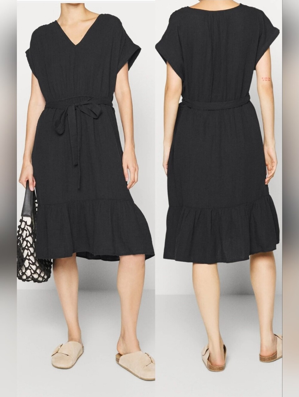 GAP Crinkle Gauze Mini Dress S Black